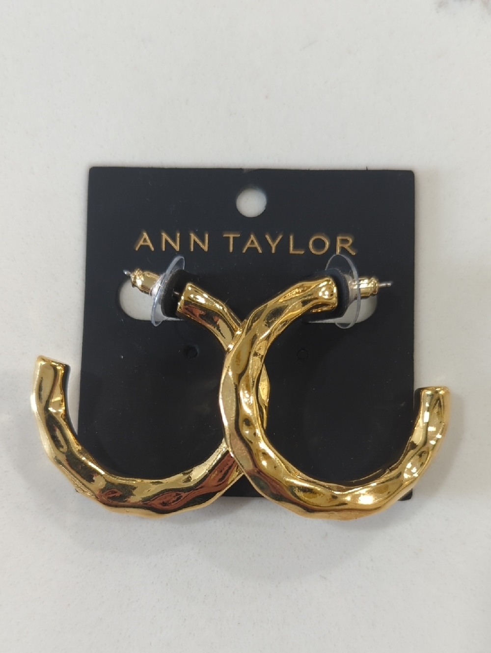 Ann Taylor Chunky Hammered Gold Hoop Earrings